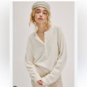 Free People Port Cream Henley Sweater S